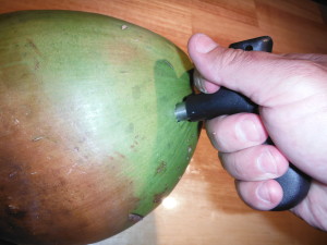 CocoDrill and a green coconut