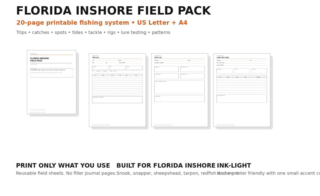 Florida Inshore Field Pack printable fishing system